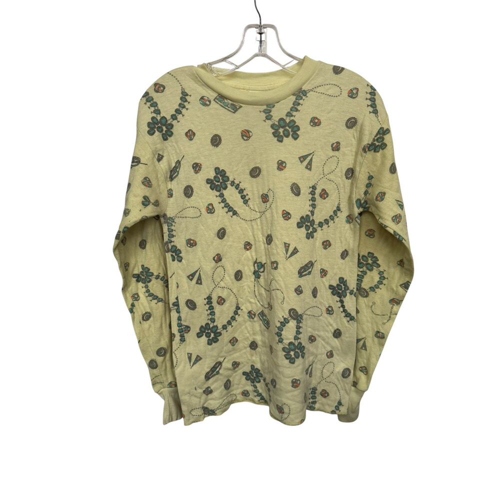 Vintage Medalist Allen A Long Sleeve Shirt L USA 70s 80s Abstract Print Retro